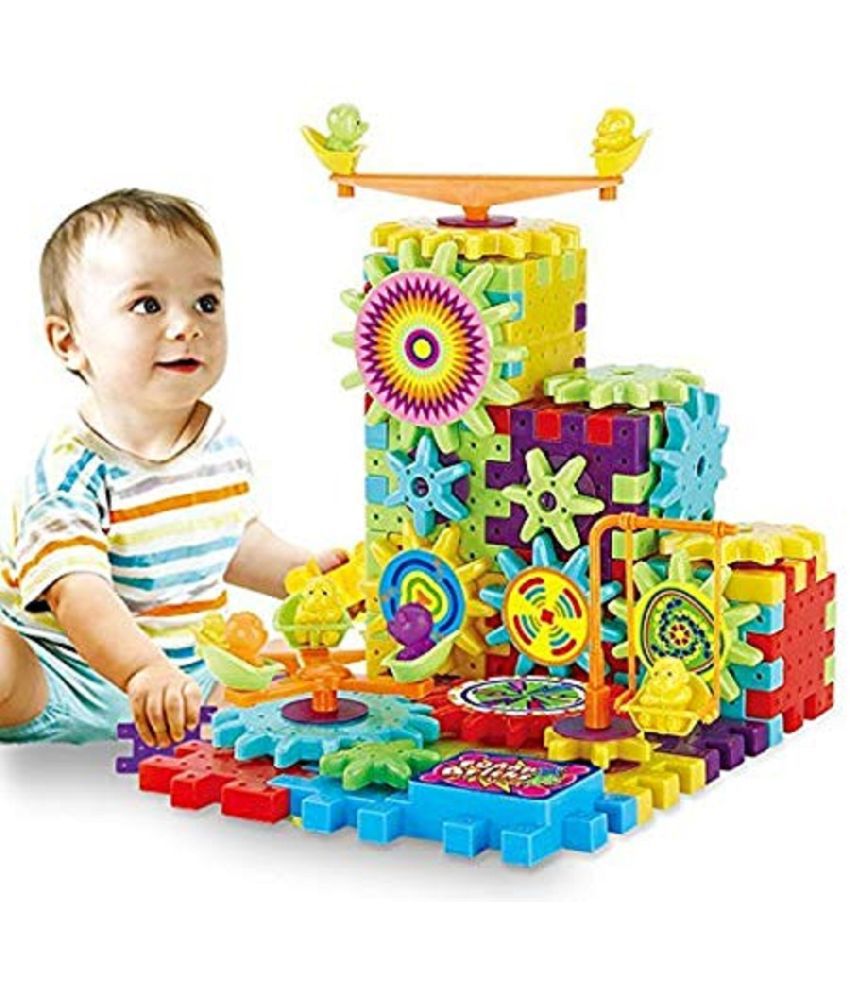 Chocozone Battery Operated 81pcs Rotating Building Blocks with Gears for STEM Learning, Educational Building Blocks Toys for 5 Years Old Girls and Boys