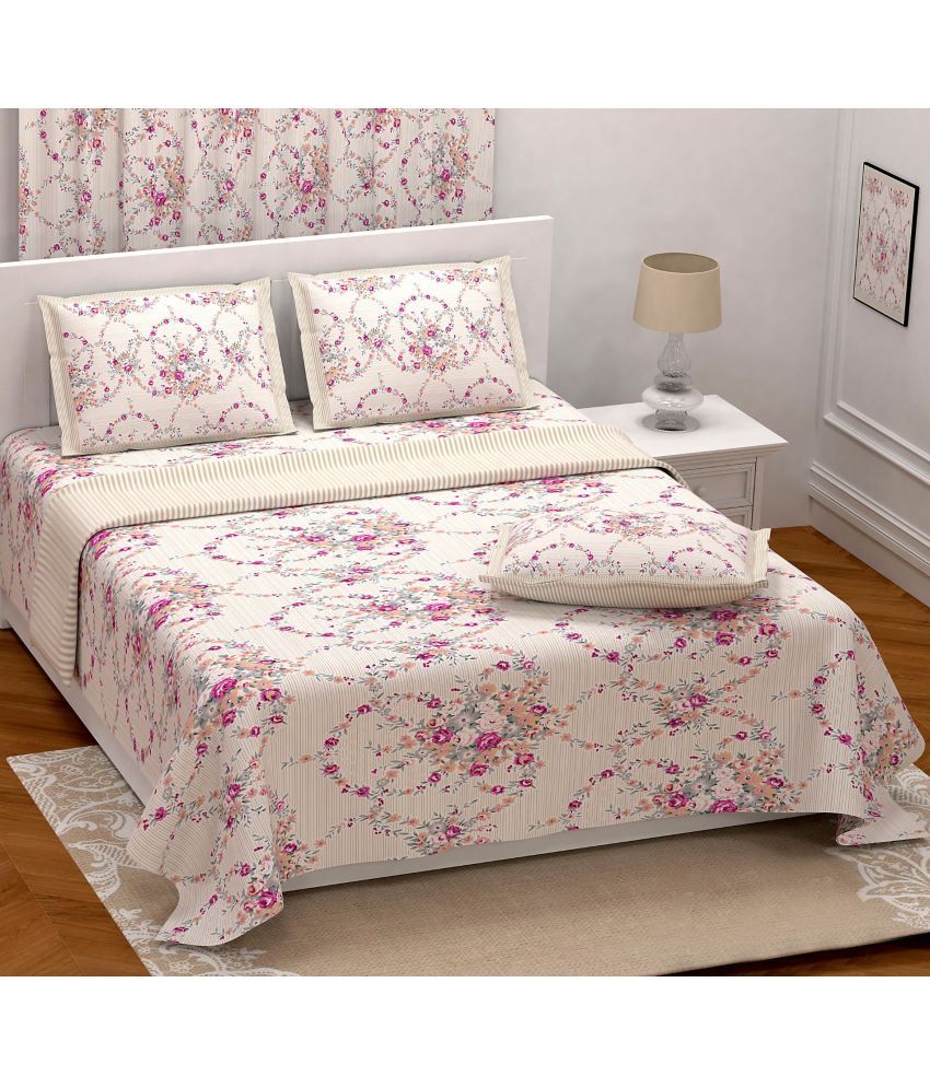     			Uniqchoice Cotton Double Bedsheet with 2 Pillow Covers ( 270 cm x 255 cm )