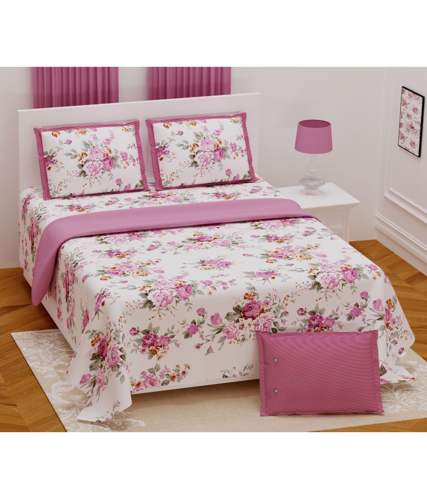     			Uniqchoice Cotton Double Bedsheet with 2 Pillow Covers ( 270 cm x 255 cm )