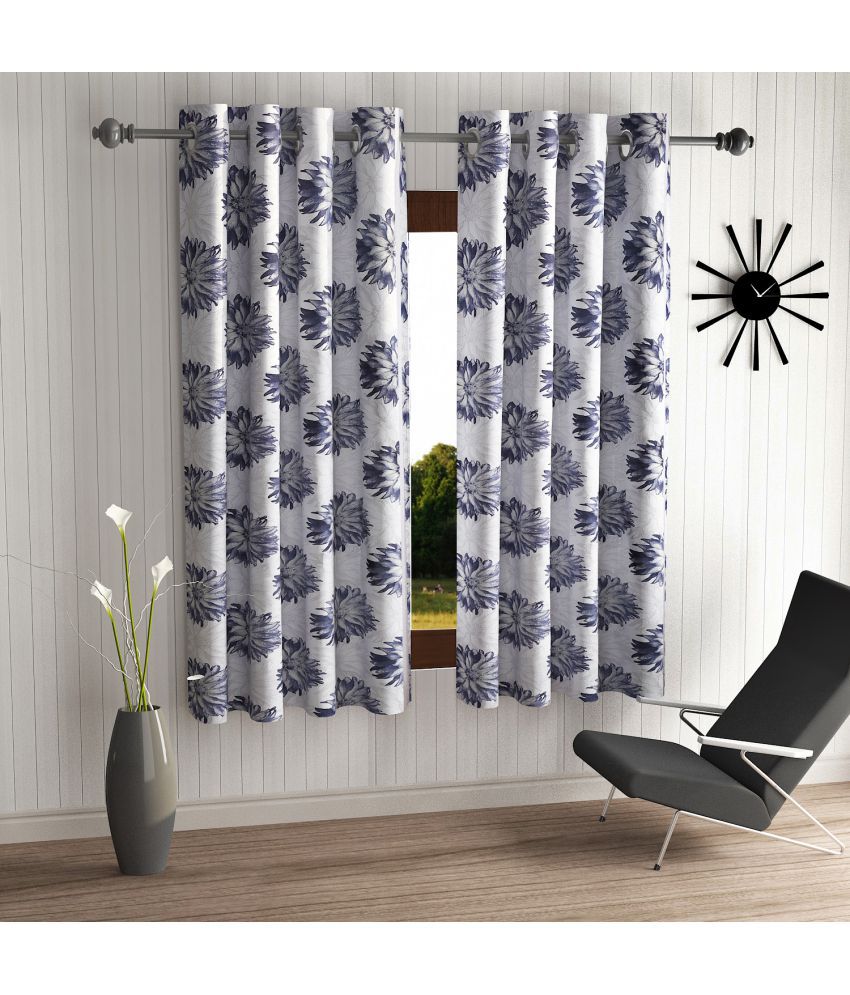 Home Sizzler Set of 2 Window Eyelet Polyester Gray Curtains ( 153 x 116 cm )