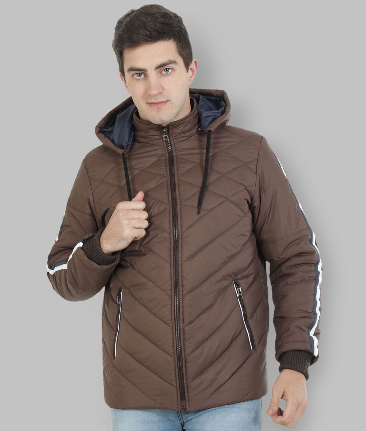     			xohy Brown Quilted & Bomber Jacket