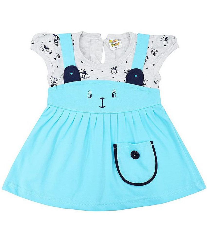    			NammaBaby Baby Girls Above Knee Casual Dress (Blue, Short Sleeve)
