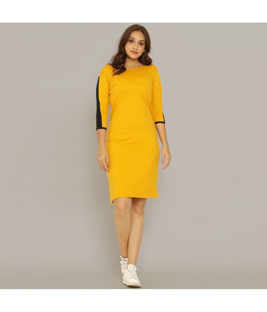     			QuaClo Cotton Yellow Bodycon Dress -