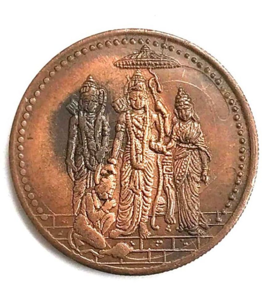     			E.I.C. UK 1 Anna Ram Darbar Big Copper Coin Weight 10 Gram Year 1818 GOOD LUCK COIN Antique Coin