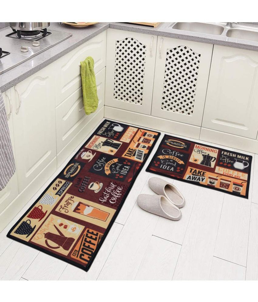     			AAZEEM Kitchen Floor Mat & Runner with Anti Skid Backing, Set of 2 (45 x 135 & 45 x 60 cm,Thickness -1 cm)