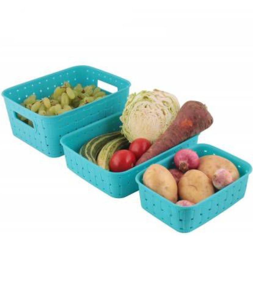     			Analog Kitchenware Fruit & Veg. Basket Polyproplene Food Container Set of 3 500 mL