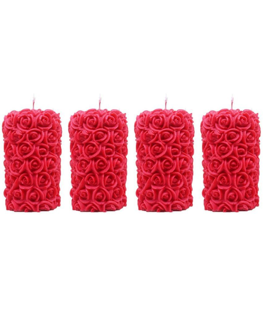     			Scentz London Red Pillar Candle - Pack of 4