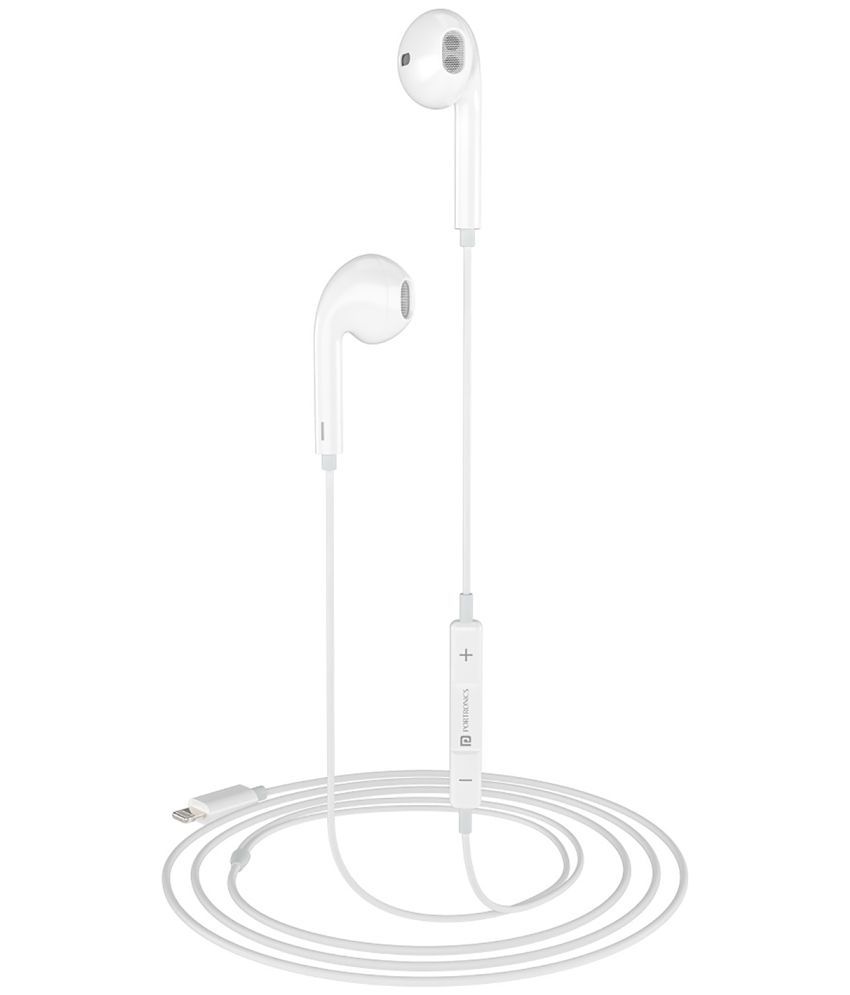     			Portronics Conch 40:In-Ear Earphone With 8 Pin Charging Port ,White (POR 1421)