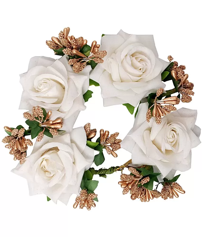 Fida Ethinic White Floral Gajra Hair Accessories For Women