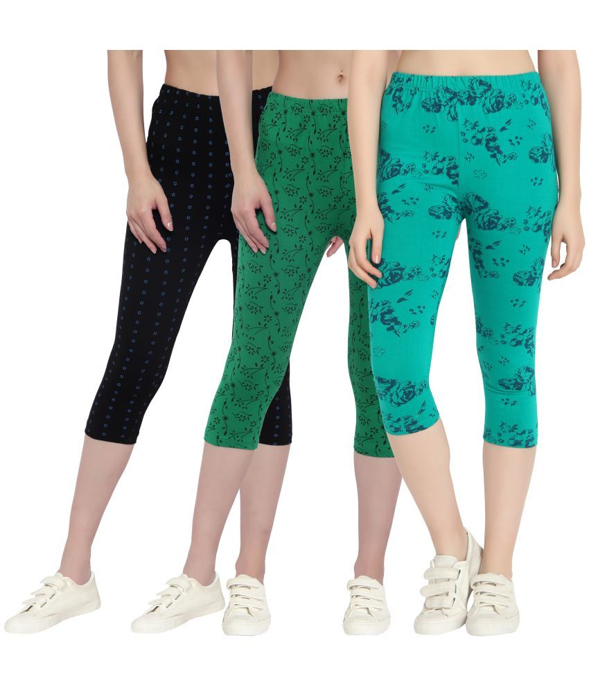     			Diaz Multi Cotton Lycra Printed Capri - Pack of 3