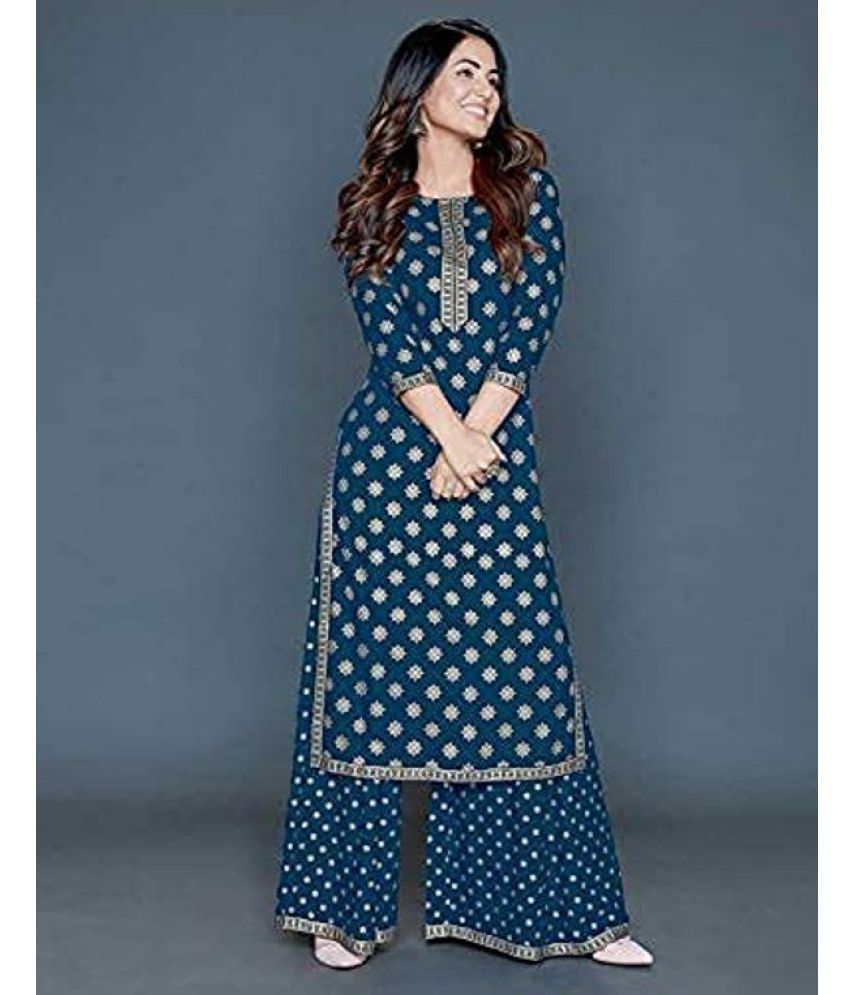 MERASHI Rayon Kurti With Palazzo  Stitched Suit  Buy MERASHI Rayon Kurti  With Palazzo  Stitched Suit Online at Low Price  Snapdealcom