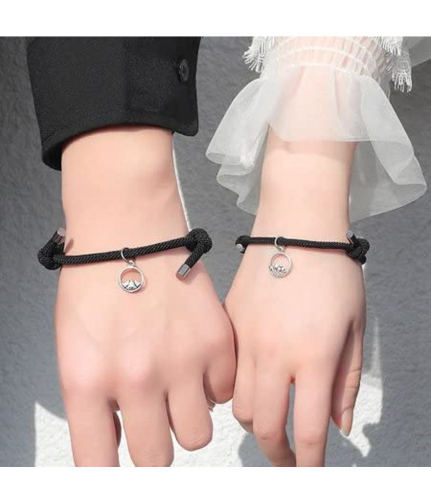     			Soni jewellery Couple Bracelet Magnetic 2PCS Alloy Relationship Bracelet Ball Shaped Matching Bracelet for Him and Her