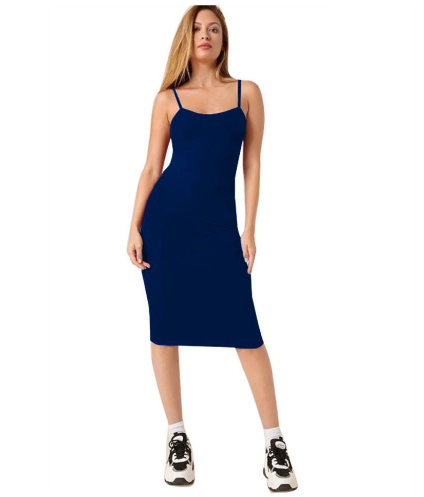     			ALEKYA Polyester Blue Bodycon Dress - Single