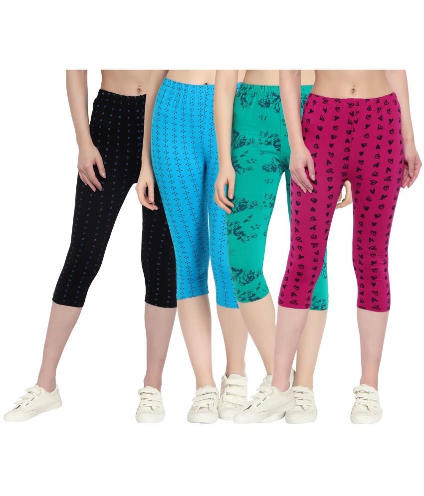     			Diaz Multi Cotton Lycra Printed Capri - Pack of 4