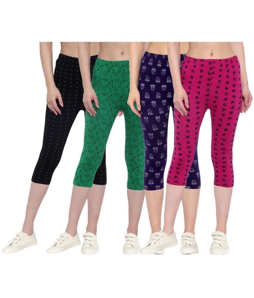     			Diaz Multi Cotton Lycra Printed Capri - Pack of 4