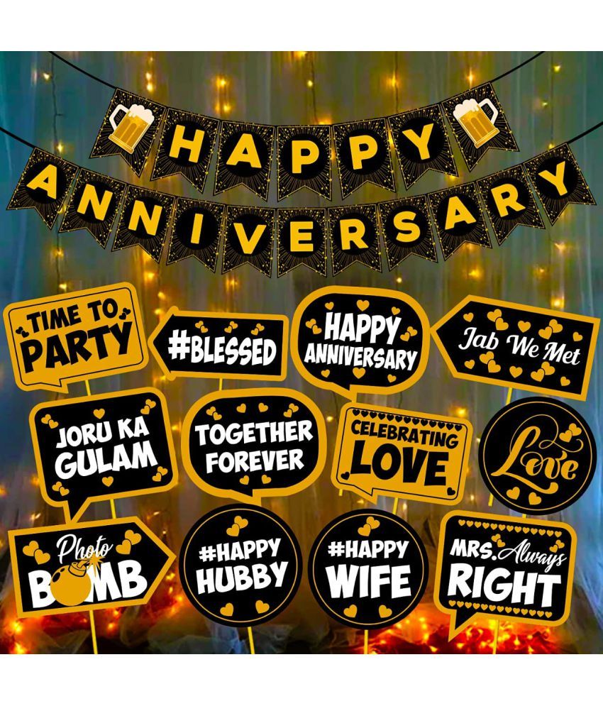 Party propz Anniversary Decoration Items Combo 14Pcs Kit Combo For