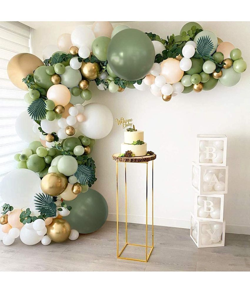     			Party propz Happy Birthday Balloons Set / Balloons Garland Arch Kit- Green and White 82Pcs for Birthday Decoration Items Set/Bride to Be Balloon/Birthday Decorations for Husband Or Wife/30th, 40th, 50th, 60th Bday,Retirement