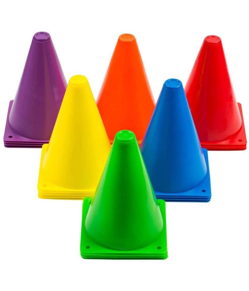 Toyshine 9 Inches Plastic Multicolored Stacking Cones | Perfect for Sports Training | Set of 6, Assorted Color (SSTP)