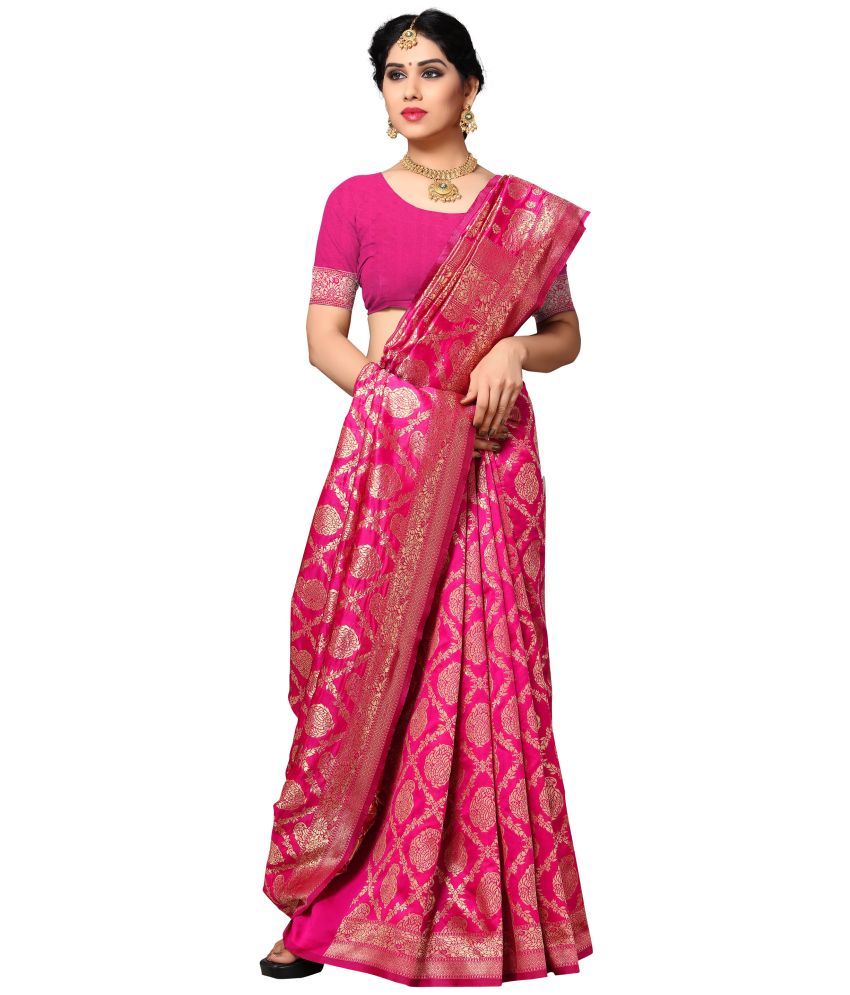     			Sidhidata Pink Jacquard Saree -