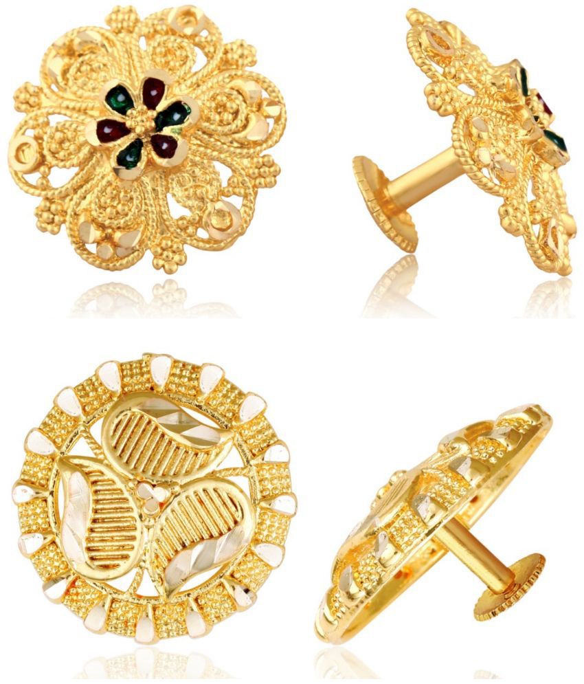     			Vighnaharta Everyday wear Gold plated alloy Earring, Stud, Stud Earring for Women and Girls ( Pack of - 2 pair Earring) - VFJ1490-1099ERG
