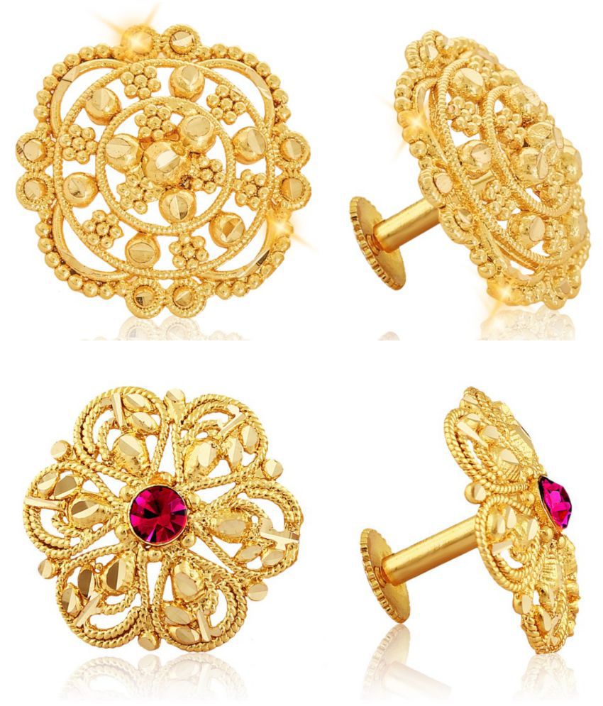     			Vighnaharta Everyday wear Gold plated alloy Earring, Stud, Stud Earring for Women and Girls ( Pack of - 2 pair Earring) - VFJ1096-1124ERG