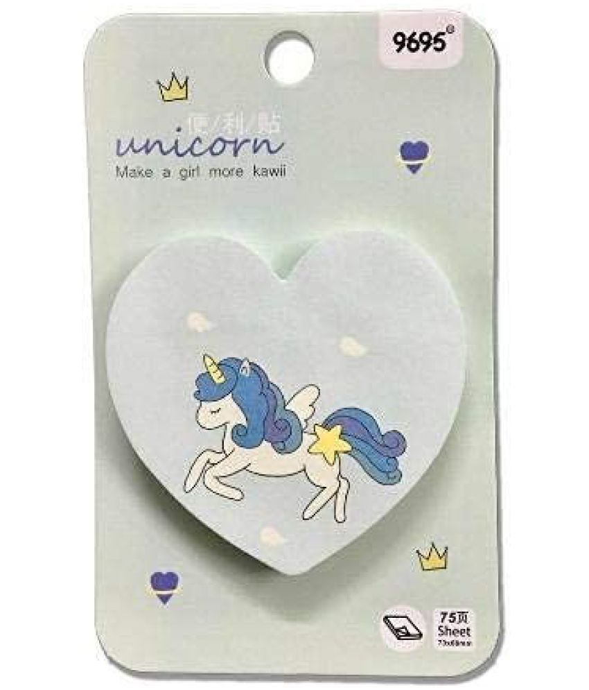 Crackles | Quirky Heart Shape Unicorn Sticky Note | 75 Sheets |...