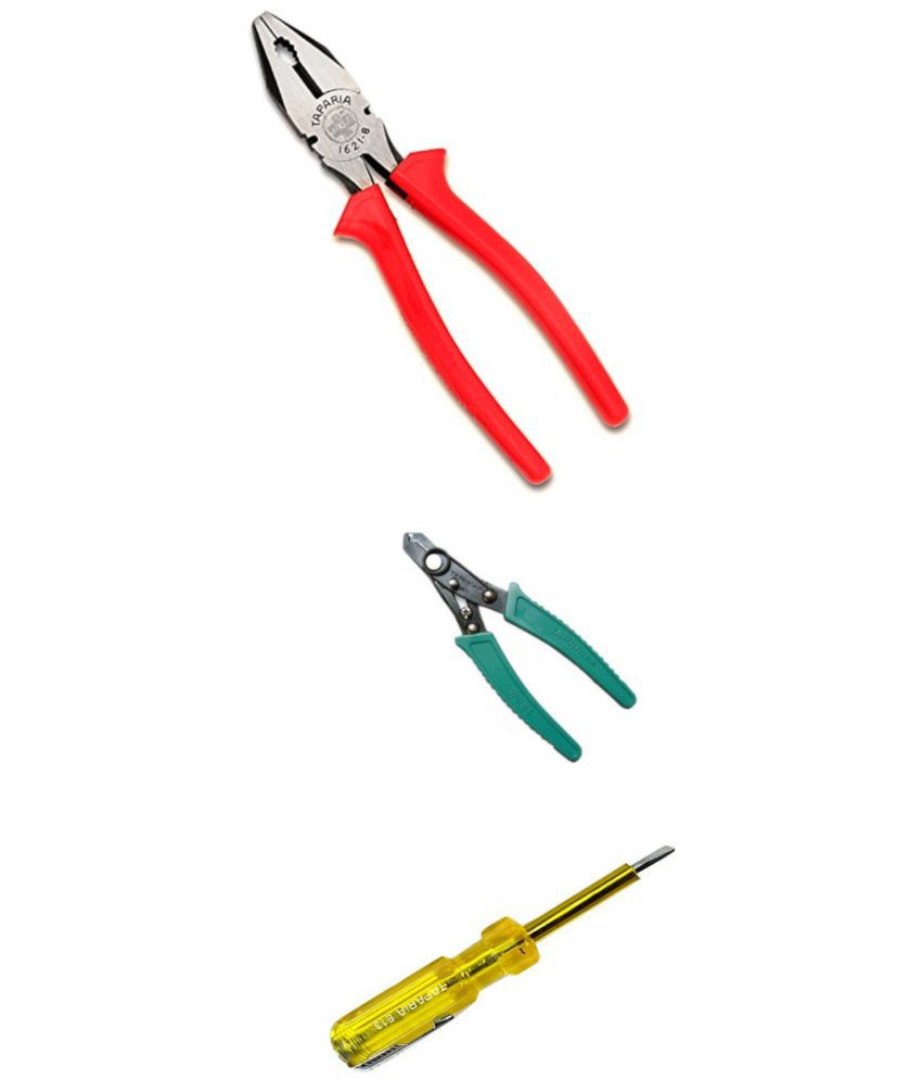     			Taparia 3 Hand Tool Combo Plier 8 Inch/Wire Stripper & Cutter (Ws06)/Yellow Tester (813)