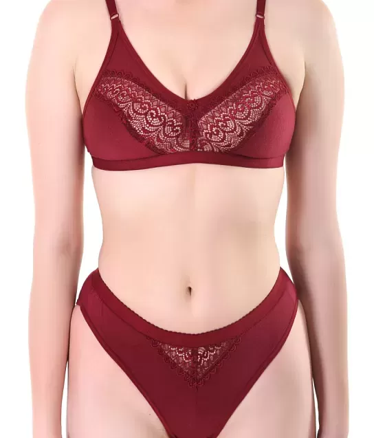 Buy Body Best Women's Cotton Bra Panty Set for Women,Sexy Lingerie (32,  Purple) at