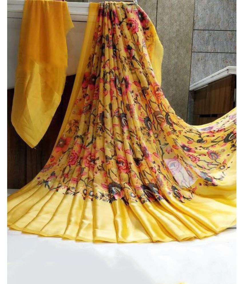    			Sitanjali Yellow Banarasi Silk Saree -