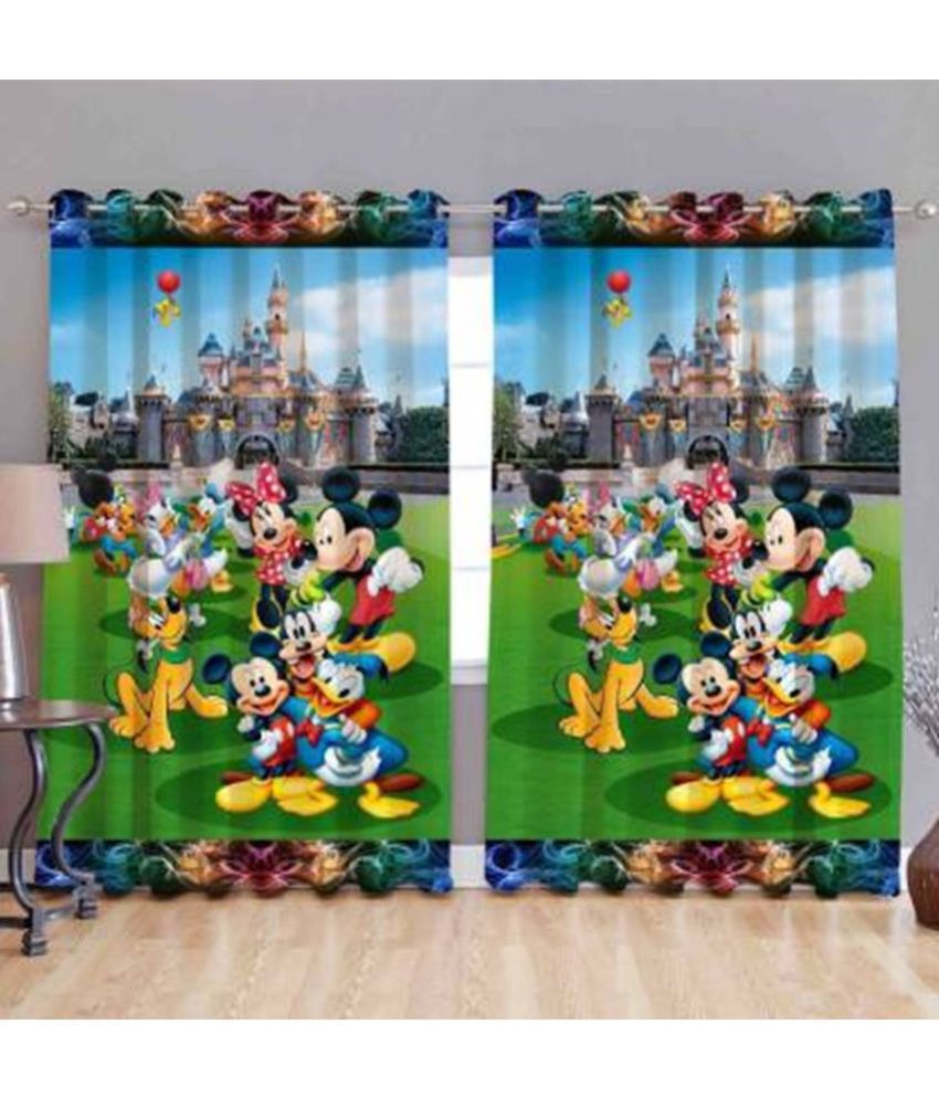     			HOMETALES - Set of 2 Door Digital Printed Eyelet Polyester Multi Color Curtains ( 213 x 113 cm )