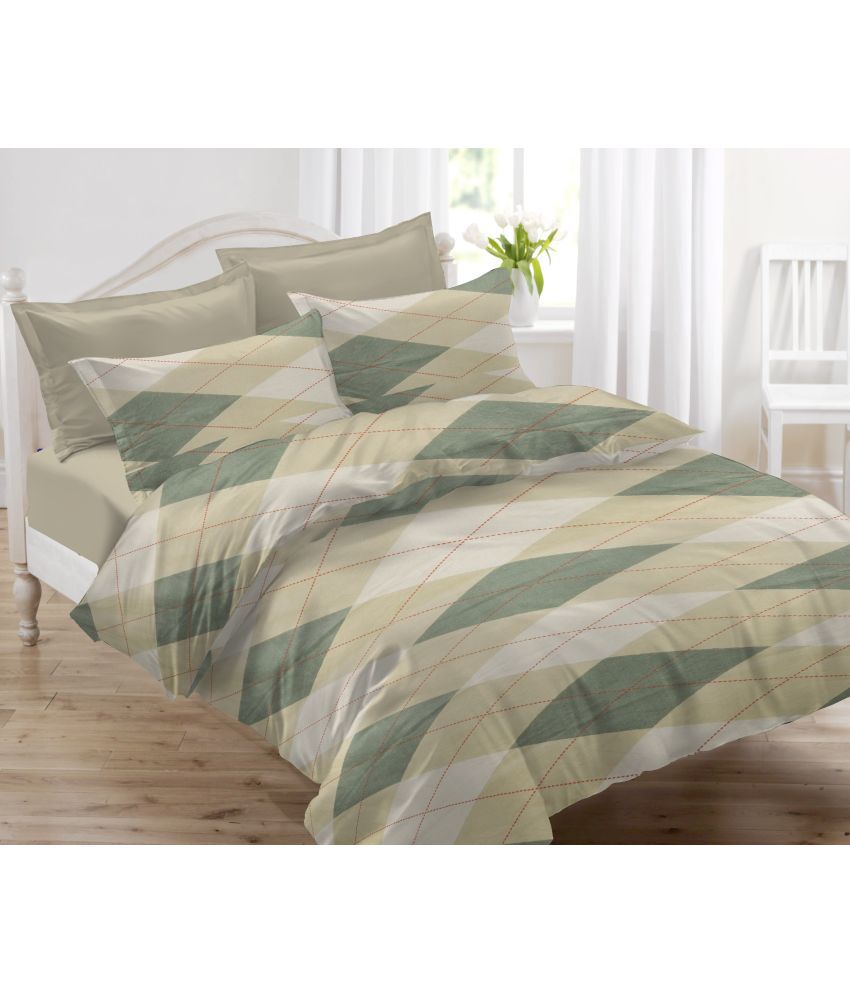     			Huesland - Beige Cotton Double Bedsheet with 2 Pillow Covers