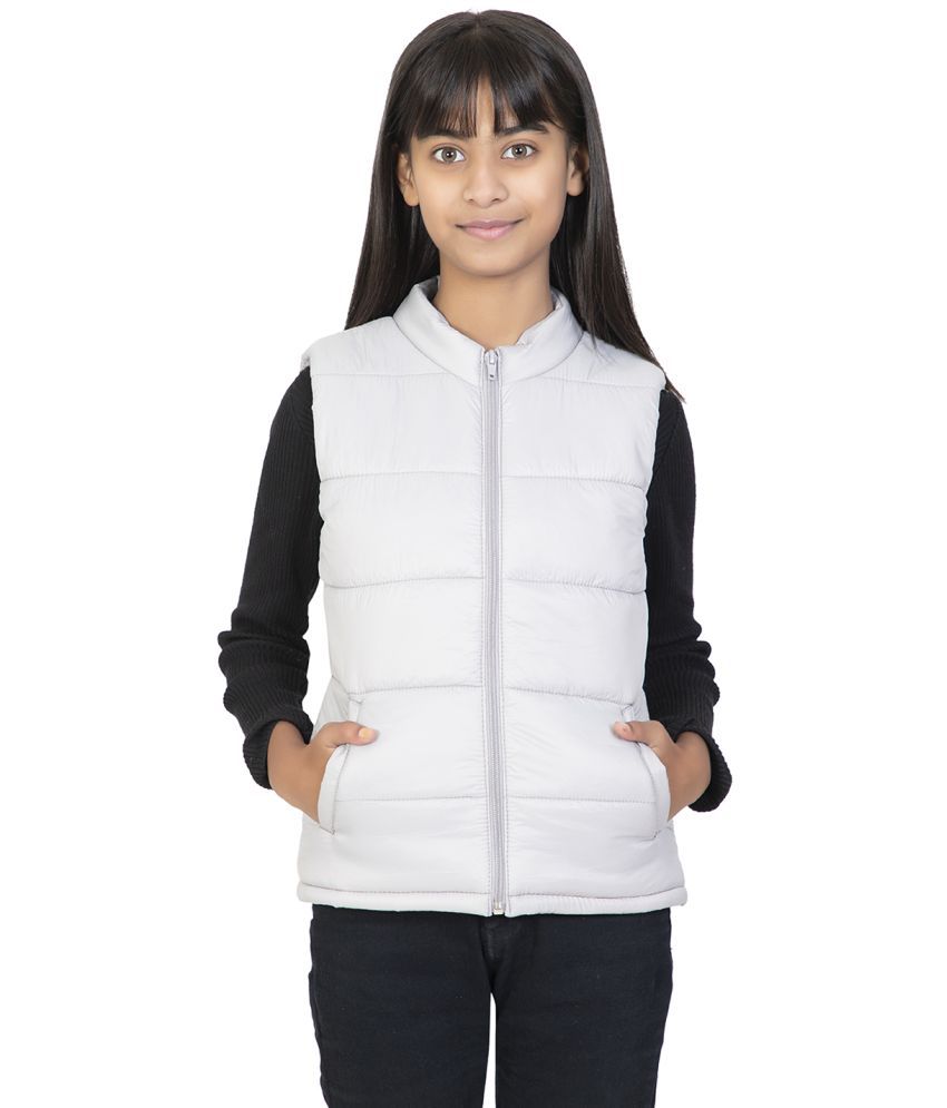     			MONT BLAZE Girls Winterwear Light Grey Nylon Sleeveless Jacket