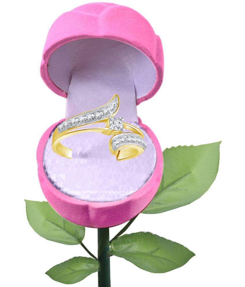     			Vighnaharta Shiny Glow CZ Gold- Plated Alloy Ring With PROSE Ring Box for Women and Girls - [VFJ1002ROSE-PINK-G12]