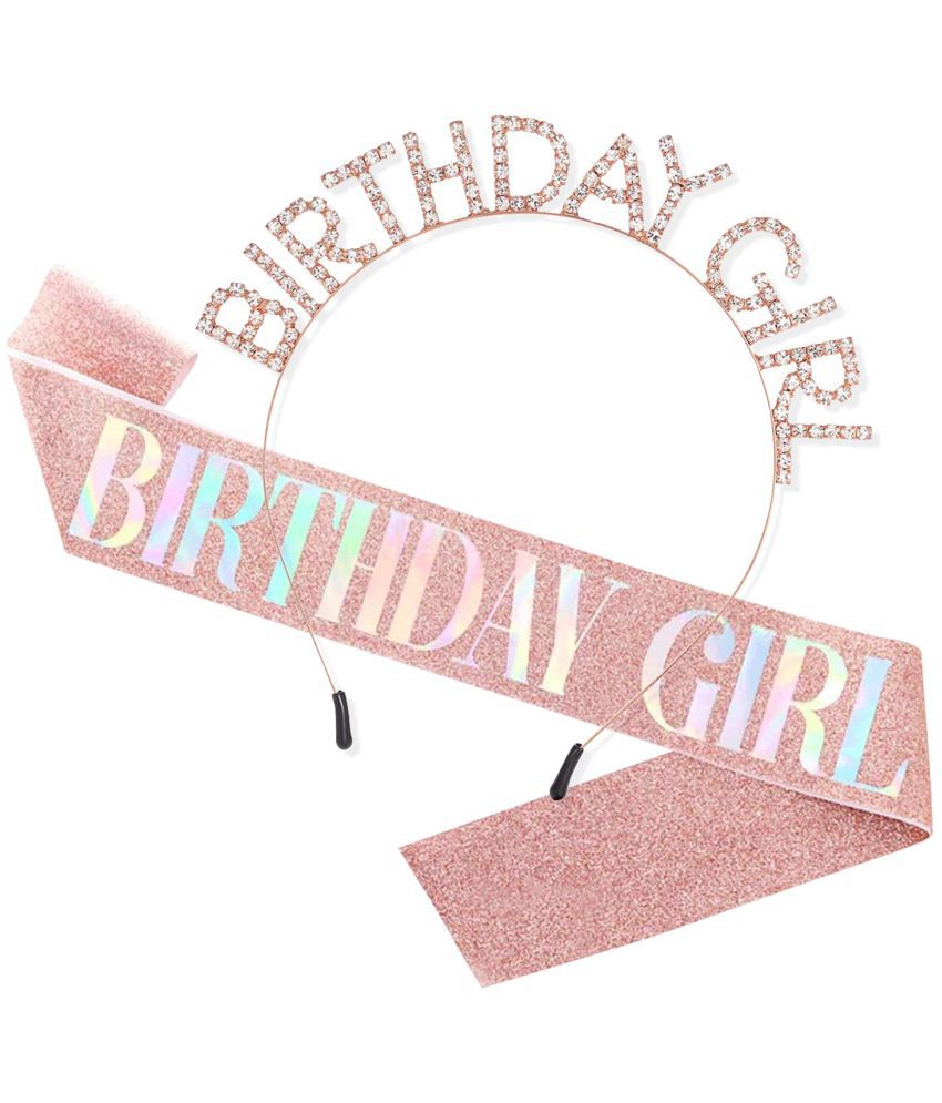     			Party Propz Birthday Girl Sash And Crown For Happy Birthday, Girls Birthday Items Combo Kit