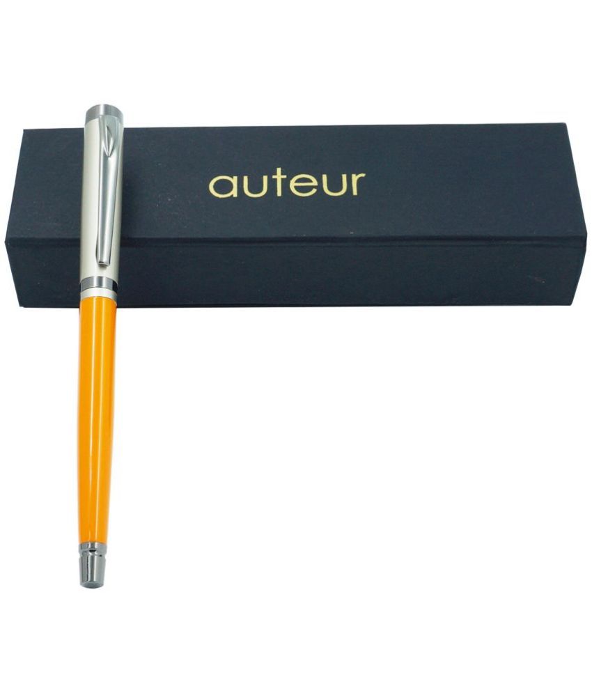     			auteur Helios Orange Color Fountain Ink Pen With Ink Refills Cartridge , Metal Body , Medium Nib, Stunning Pen With Gunmetal Trims Packed In A Gift Box