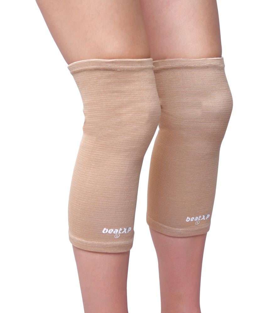     			beatXP Knee Support for Men & Women, Knee Compression Support for Pain Relief , Sports, Gym, Cycling - Breathable & Light Weight - 2 Way Stretchable Material - Beige Color (Pack of 2 , Medium)
