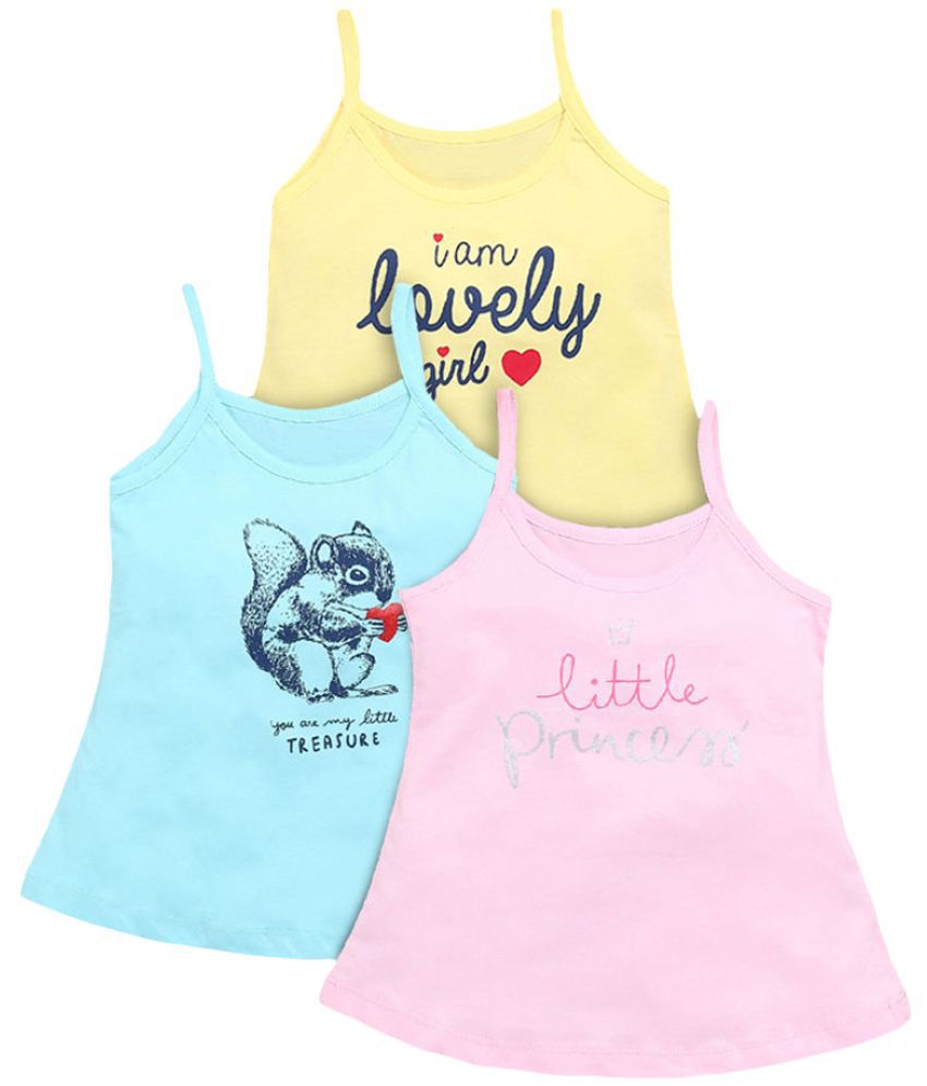 Hopscotch Baby Girls Cottonblend Sleeveless Printed Pack Of 3 Slips in Green Color For Ages 18-24 Months (DOP-3820636)