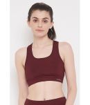 Clovia Maroon Nylon Solid Sports Bra - Single