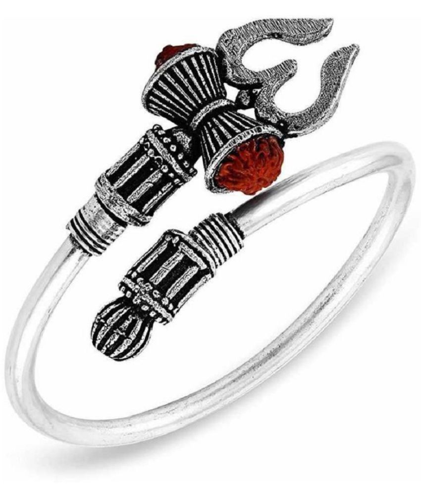 PAYSTORE PAYSTORE Adjustable Trishul Damroo Designer Oxidized Silver Bahubali Kada Kadas Bracelet U Cuff Bracelets for Men