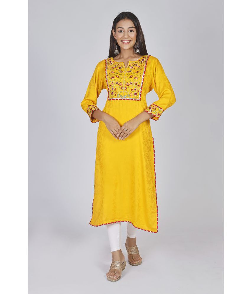     			AMIRA'S INDIAN ETHNICWEAR - Yellow Modal Women's Stitched Salwar Suit ( )
