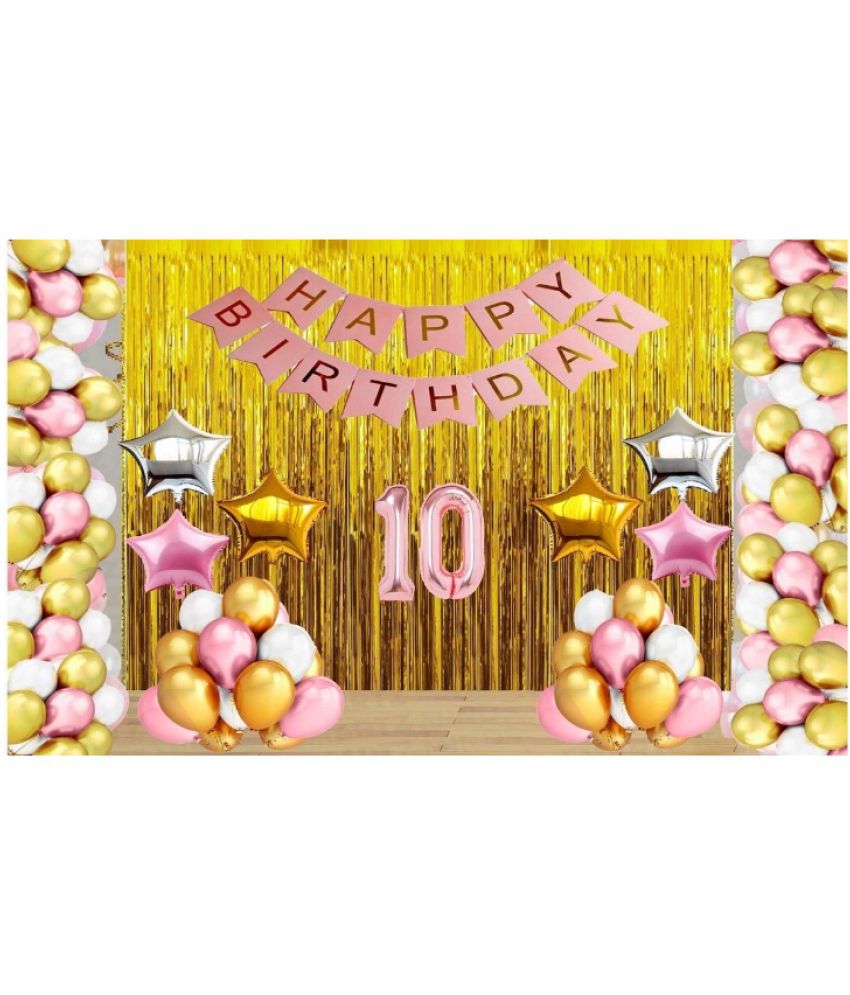     			Blooms EventRose Gold Balloons with Happy Birthday Decoration Items