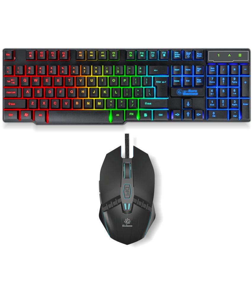 RPM Euro Games Combo Normal Black USB Wired Keyboard Mouse Combo