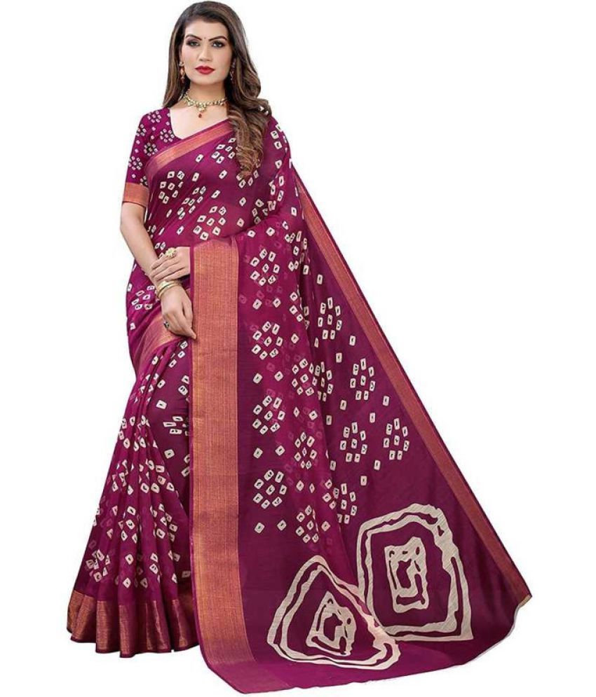     			AARTI SELECTION Purple Cotton Saree -