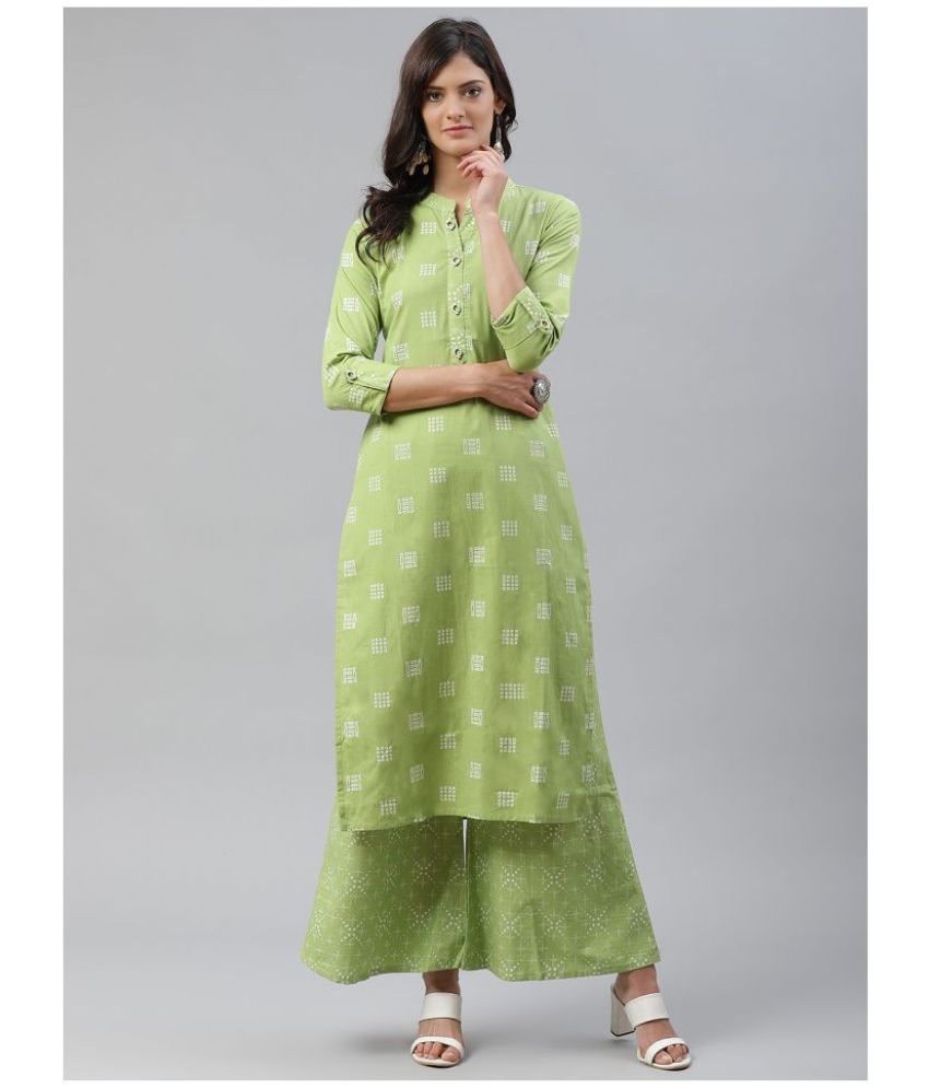     			JC4U - Mint Green Straight Cotton Women's Stitched Salwar Suit ( Pack of 1 )