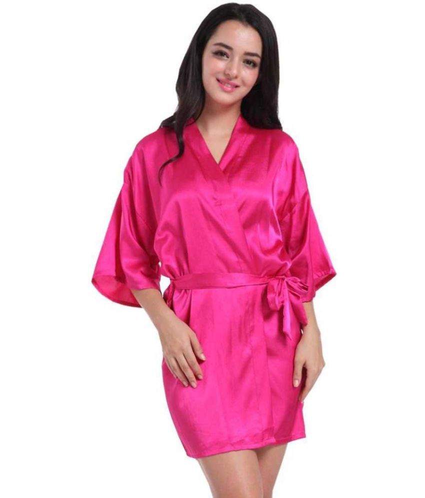     			Celosia Satin Robes - Pink Single