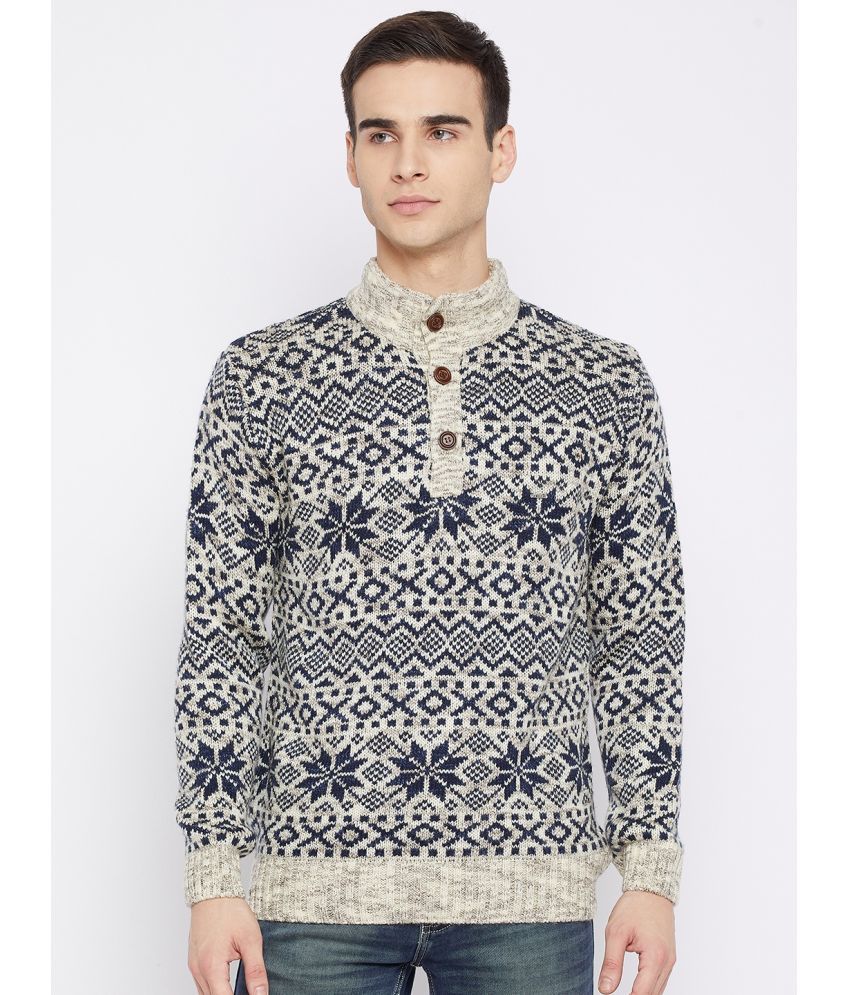     			Duke White High Neck Sweater