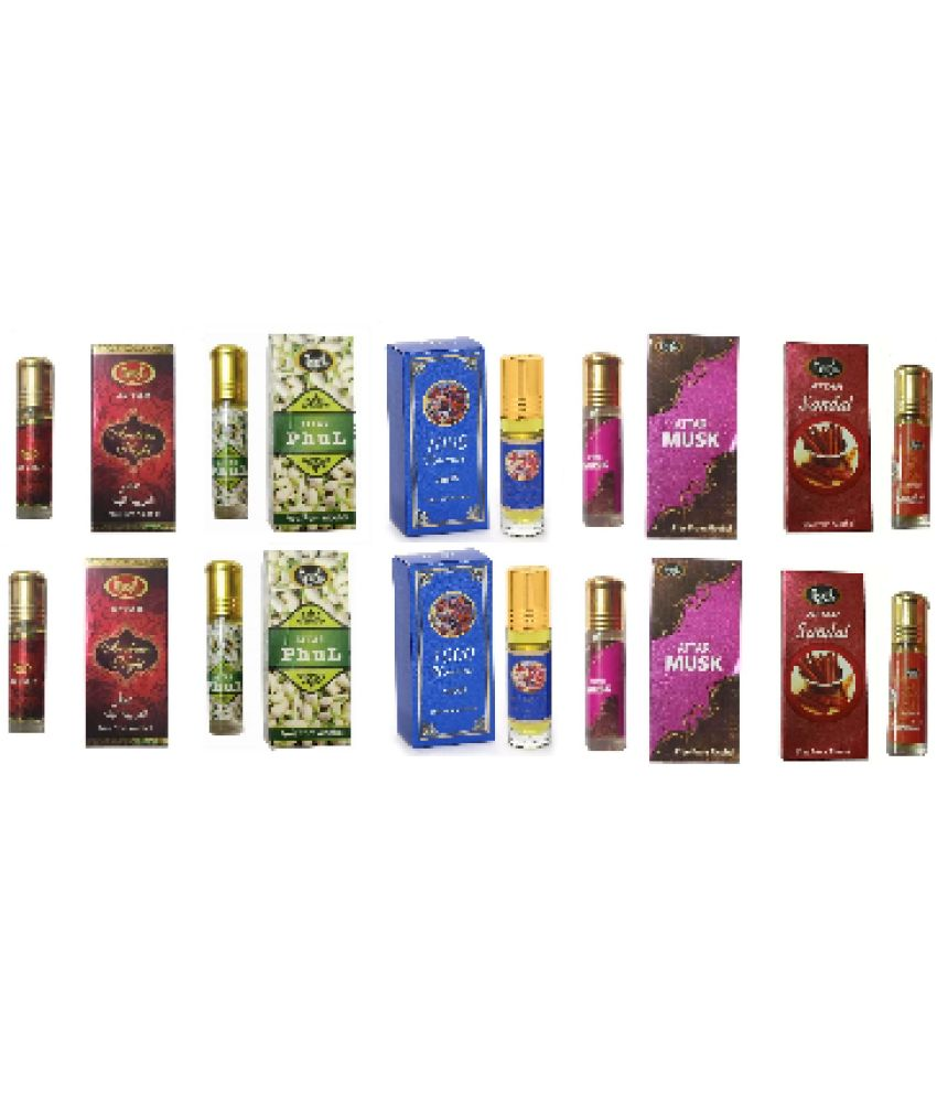     			MONET 2 ARABIAN NIGHT ATTAR , 2 ATTAR PHUL ,2 ATTAR MUSK, 2 SUNDAL ATTAR ,8 ML EACH,  PACK OF 8 .