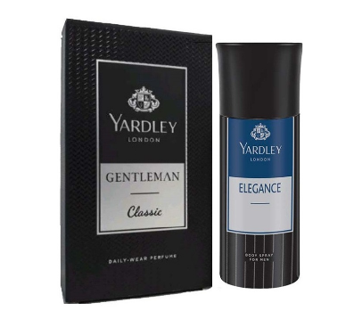     			YARDLEY LONDON 1 GENTALMAN CLASSIC  DAILY WEAR PERFUME 100 ML , 1 ELEGANCE  BODY SPRAY PERFUME , 150 ML, PACK OF 2 .