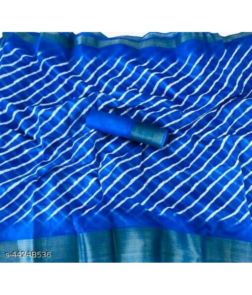     			AARTI SELECTION Blue Cotton Saree -