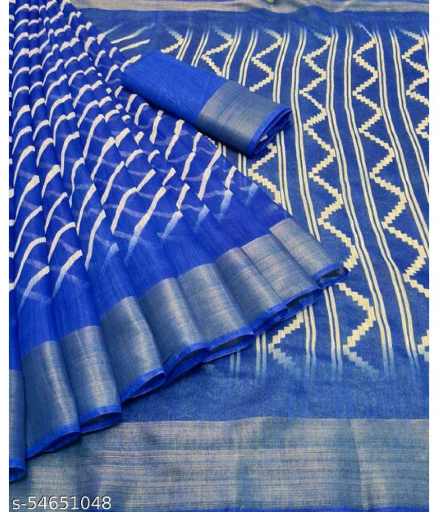     			AARTI SELECTION Blue Cotton Saree -